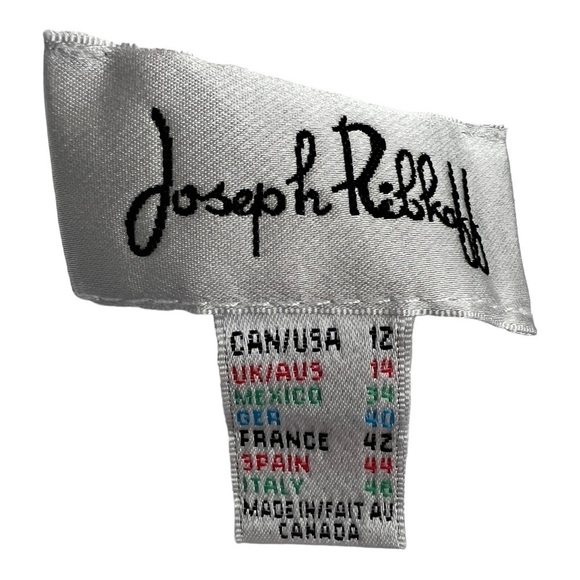 Joseph Ribkoff Slanted Neckline White Black Sheath Ruched Stretch Dress Size 12 - Picture 7 of 15